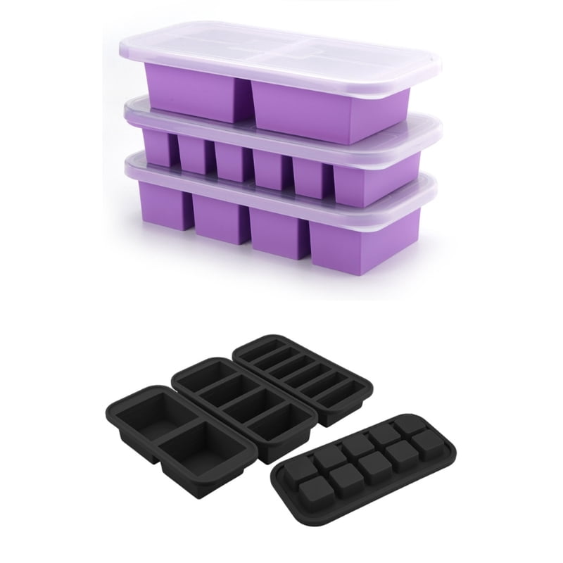 1pc Efficient Silicone Ice Cubes Tray And Food Container Set Leak Proof Cover Ice Block Maker For Freezers Organization