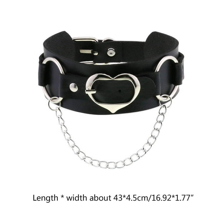 Punk Chain Choker Necklace For Women Girls Black Leather Heart Chockers  Collar Goth Jewelry Gothic Fashion Accessories Gift