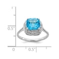 thumbnail image 3 of Sterling Silver Rhodium Plated Diamond & Light Swiss Blue Topaz Ring (Size 7) Made In Thailand qr4478bt-7, 3 of 3