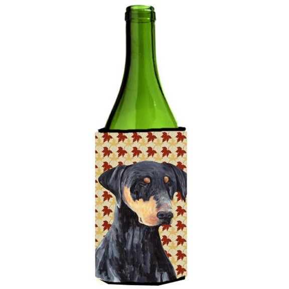 Doberman Fall Leaves Portrait Wine Bottle Hugger - 24 oz.