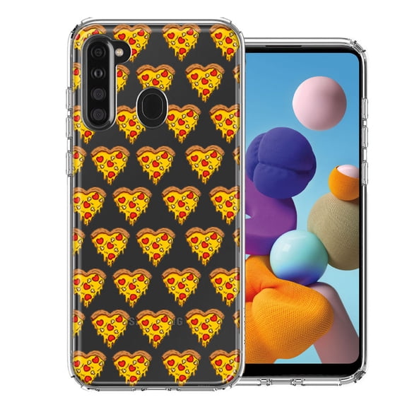 MUNDAZE For Samsung Galaxy A21 Pizza Hearts Polka dots Design Double Layer Phone Case Cover