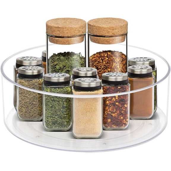 Sorbus Lazy Susan Open Plastic Storage Bins - Round Clear Organizer Containers for Kitchen Fridge, Pantry, Cabinet, Snacks, Fruit, Bathroom Supplies (2-Pack)