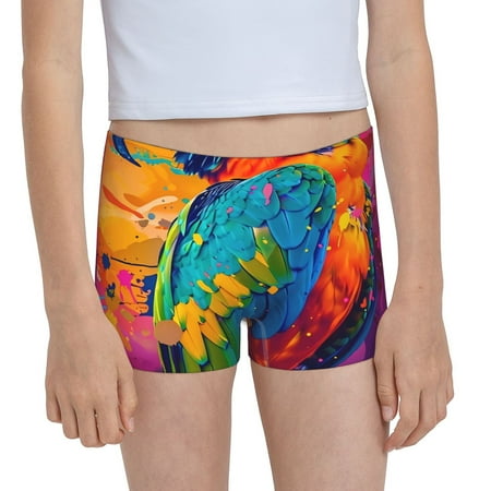 Pofeuu Vibrant Parrot Splash Art Print Soft Cotton Girls Boyshort panties Toddler Underwear-X-Small
