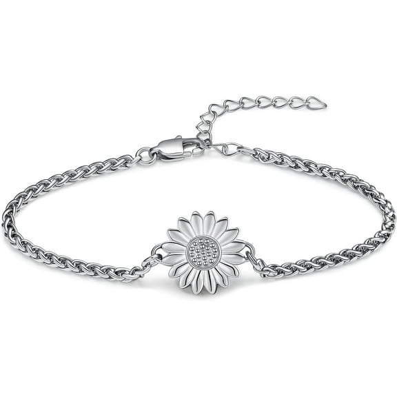 Sunflower Urn Bracelet for Ashes for Women Cremation Jewelry Link Memorial Keepsake Bracelet for Human Pet Ashes