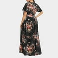 thumbnail image 4 of Ketyyh-chn99 Robes d'Invitée de Mariage pour Femmes 2024 Robe Mini Robe de Fête Robe maxi à Imprimé Floral à Manches Courtes Noir,5TG, 4 of 5