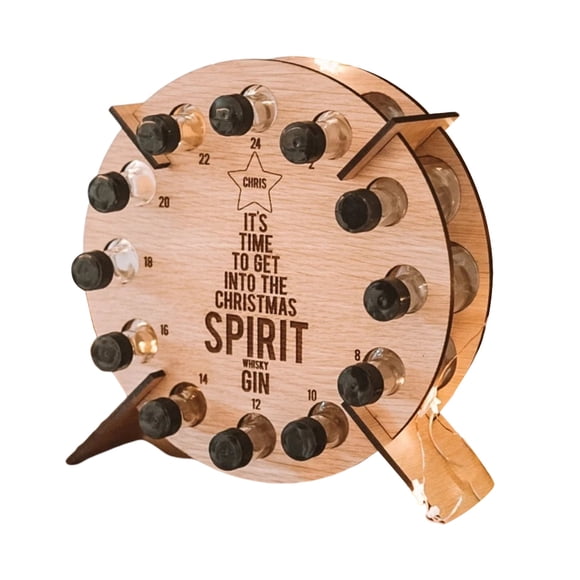 Adviento De Navidad Cuenta Regresiva 24 Árbol De Navidad De Madera Mini Soporte Para Alcohol Soporte Para Botella De Vino Decoración Regalos seitruly HA043555-02