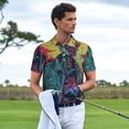 thumbnail image 3 of Yiaed Neon Zombie SkullPrint Men's Short Sleeve Polo Shirt,Golf Polo for Men Three-Button Golf Shirt Athletic Casual Collared T-Shirt- X-Large, 3 of 7