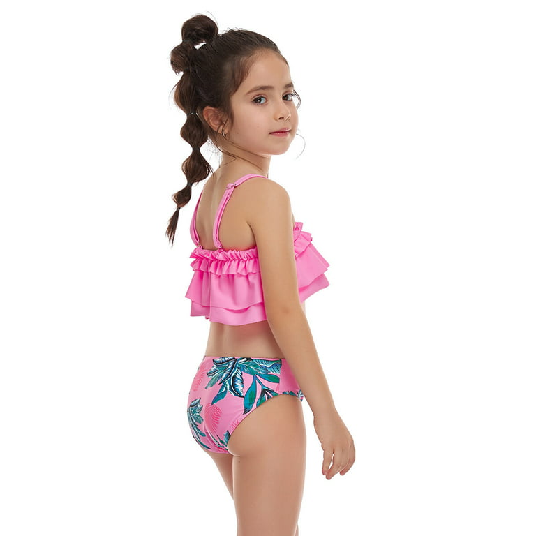 Girl's Ruffle Swimsuit Two-Piece Beach Sport Bathing Suit Falbala Halter  Tankini 