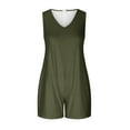 thumbnail image 6 of Summer Saving!Womens Cotton Romper Shorts Pocketed Sleeveless V Neck Tank Short Jumpsuit Summer Lounge Jumper Overalls (3XL, Army Green), 6 of 7