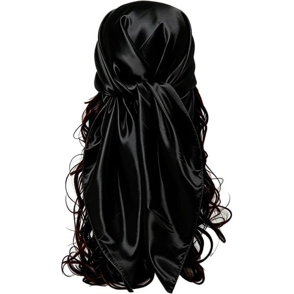 KuKuzhu Women 35" Silky Satin Square Head Scarf, Lightweight Fashion Bandana Hair Wrapping Scarf