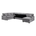 thumbnail image 4 of Sary 137 inch Sectional Sofa w Chaise- 2 Throw Pillows- Gray Chenille, 4 of 6