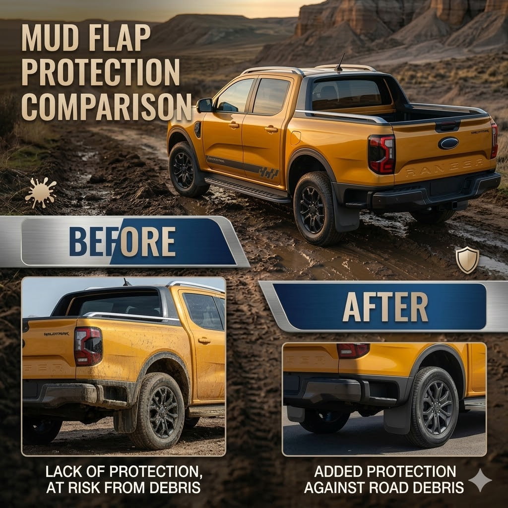 Front & Rear Mud Guards Ford Ranger 2024 Front and Rear - Black, 4 Pc Mud Flaps for Pickup Trucks Splash Guard Compatible with Ranger 2024 Accessories