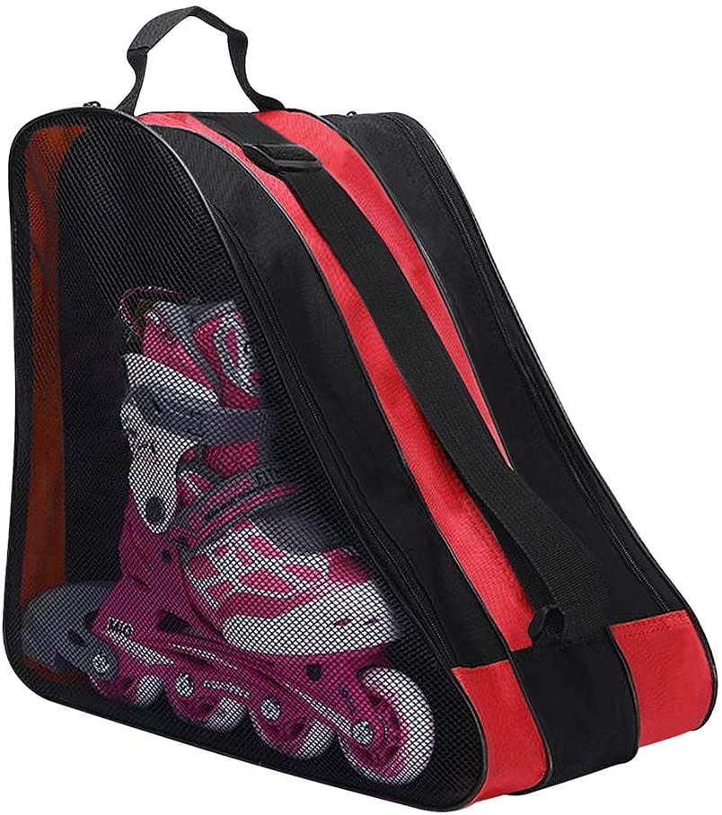 Respect Regarding Tear Kids Roller Skate Bag Oxford Cloth Ice Skate Bag Heavy Duty Inline Skate Bag  Breathable Triangle Skate Bag Premium Ski Sport Shoulder Bag to Carry Ice  Skates, Roller Skates, Inline Skates，Red -