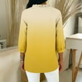 thumbnail image 4 of Ounisa 3/4 Length Sleeve Womens Tops Ruffle V Neck Cotton Linen Shirts Trendy Button Up Summer Tops Elbow Sleeve Tunic Blouse, 4 of 5