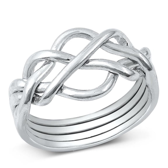 High Polished Puzzle Ring .925 Sterling Silver Band Jewelry Female Male Unisex Size 8