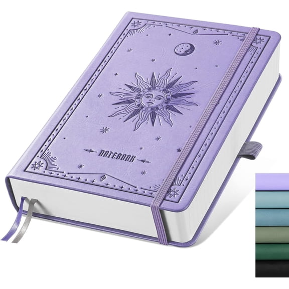 Lined Journal Notebook - 320 Numbered Pages, 100gsm Thick Journals, A5 Hardcover Leather College Ruled Notebooks for Women Men School Work Writing Note Taking, 5.75 x 8.38-Light Purple