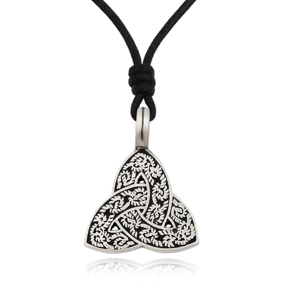 New Trilogy Triquetra Celtic Silver Pewter Charm Necklace Pendant Jewelry With Cotton Cord