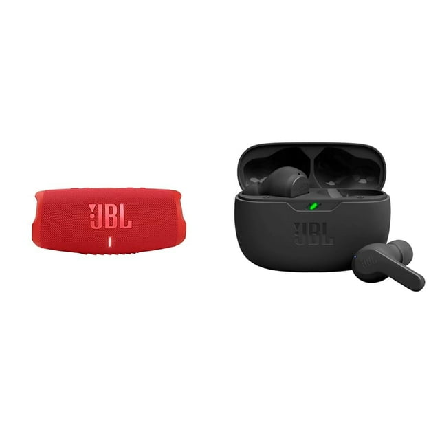 Altavoz JBL Charge 5 Portátil Inalámbrico Bluetooth Rojo + Auriculares Vibe Beam True Wireless Negro