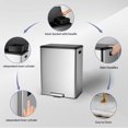 thumbnail image 4 of BENESKY Step Dual Trash Can, 30+30 Liter/ 8+8 Gallon Recycle Bins with Lid, 2 Removable Wastebucket, Step Pedal, Large Stainless Steel Double Trash Bin, Silver, 4 of 7
