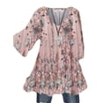 thumbnail image 1 of MAWCLOS Women Blouse V Neck Tops Ruched Tunic Shirt Elegant Beach Floral Print Pullover #13 M, 1 of 2