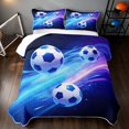 thumbnail image 2 of Manfei Soccer Quilt Full, Sports Full Bedspread Sets, Deep Purple Galaxy, Navy Reversible 3-Piece, 1 Coverlet and 2 Pillowcases, 2 of 7