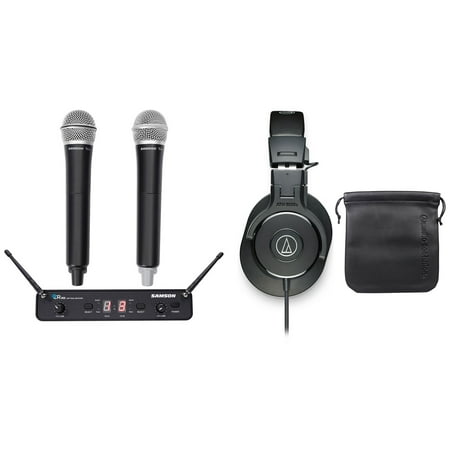 Samson Concert 288 Beltpack/Lav/Headset/Microphones Bundle with Audio Technica Headphones