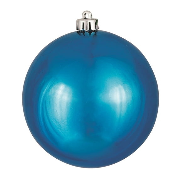 Vickerman 4" Turquoise Shiny Ball Ornament, 6 per Bag