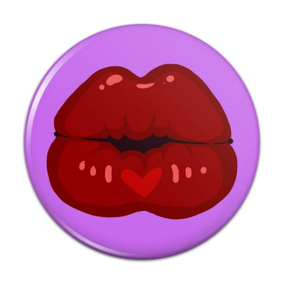 Seductive Luscious Kiss Lips Pucker Pinback Button Pin