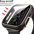 thumbnail image 4 of 2 Pack Cases Compatible with Apple Watch Case 45mm Series 8 / 7 Built in Tempered Glass Screen Protector Ultra-Thin Bumper Full Coverage iWatch Protective Cover for Women Men (Pink/Black), 4 of 5
