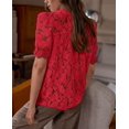 thumbnail image 2 of Blusa PRETTYGARDEN de encaje para mujer, manga corta, color rojo, talla M, 2 of 6