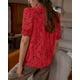 thumbnail image 2 of Blusa PRETTYGARDEN de encaje para mujer, manga corta, color rojo, talla XL, 2 of 6