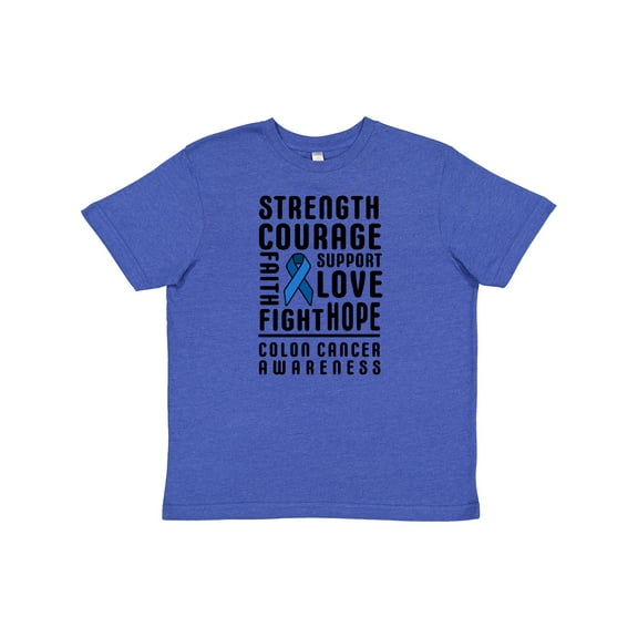 Inktastic Strength Courage Support Colon Cancer Awareness Youth T-Shirt