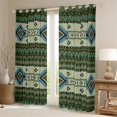 thumbnail image 3 of Feelyou Retro Hippie Aztec Black Out Curtains for Men, Green Stripe Triangle Curtains Pack of 2 (42x63 Each), Mandala Bohemian Cowgirl Bedroom Curtains, Curtains and Drapes Room Decor, 3 of 7