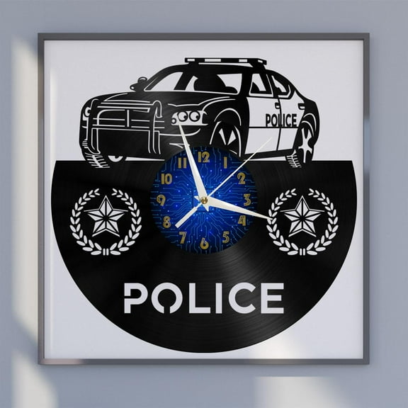 Police Station 4 12 Inch Vinyl Record Wall Clock - Silent, Creative, and Unique Clock for Living Room, Entryway, or Bedroom Decor - Perfect Gift Idea(12 inchs B without LED)