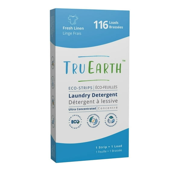 Tru Earth Eco-Strips Détergent à Lessive au Lin Frais, 116 Lavages