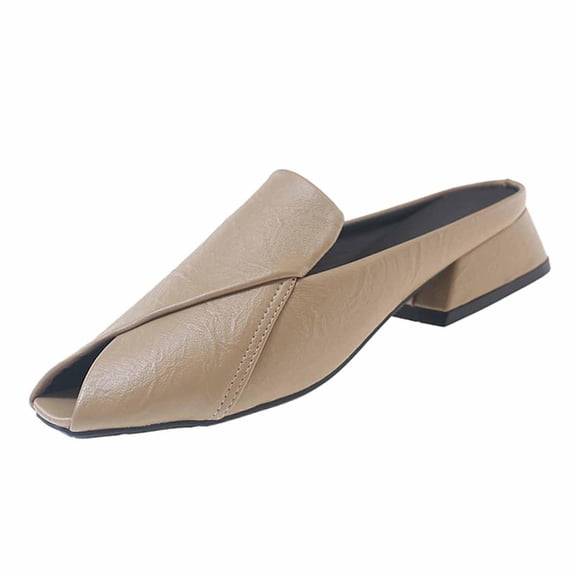 Xfvqtps Womens Peep Toe Low Block Heel Sandals Casual Shoes Spring Summer Slip on Comfortable V Front Modern Versatile