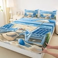 thumbnail image 5 of Manfei Hawaii Beach Full Size Sheets for Kids Boys and Girls, Coastal Vacation Print Bed Sheets 4 Pieces, 1 Flat Sheet, 1 Fitted Sheet and 2 Pillowcases, 5 of 6