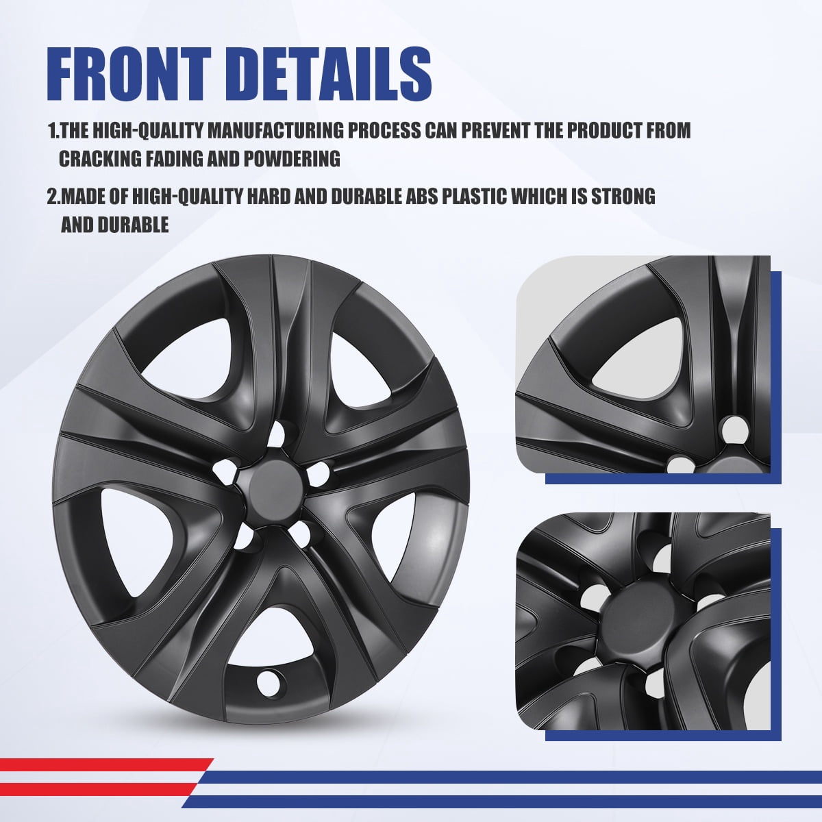 17" Set of 4 Hubcaps Wheel Rims Cover Fit 2013-2018 Toyota Rav4 Compatible With Steel Wheels Snap on Installation(Black Matte)