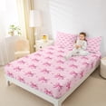 thumbnail image 4 of Manfei Kawaii Bow Tie Bed Sheets,Princess Bowknot Bow King Sheets,Pink Heart Print Sheet Set For Girl Kids,Luxury Bedroom Decor,4pcs, 4 of 7