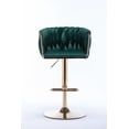thumbnail image 6 of Velvet Swivel Bar Stools Set of 2, Modern Height Adjustable Stool Chair with Chrome Footrest and Base, Counter Height Bar Chairs with Low Back for Kitchen Pub, Kitchen, Café and Dining Chairs, Green, 6 of 7