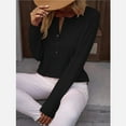 thumbnail image 5 of Womens Button Down Henley Shirts Ribbed Deep V Neck Long Sleeve Tops Casual Knit Blouses Tshirts Black S, 5 of 9