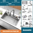 thumbnail image 4 of Fregadero de Cocina, Fregadero de Acero Inoxidable Nano Cascada, con Grifo Extraible Fregaderos Grandes de un Tazón, Colador de Drenaje y Accesorios para Cocina, Bar, Comedor (80X45), 4 of 8