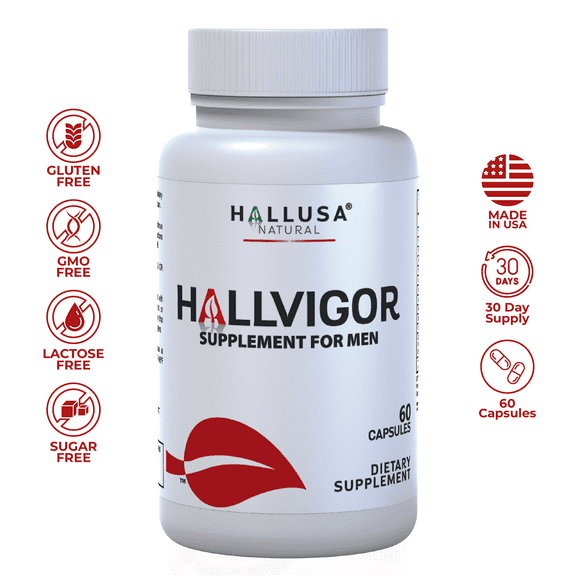 HALLVIGOR Men, Korean Ginseng, Male Health, Energy, Vitality & General Well Being Support   Zinc   B Complex, 60 Caps, 30 Servings