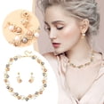 thumbnail image 2 of Conjunto de joyas para fiesta de chicas Collar Pendientes de botón Conjunto de bisutería para fiesta de graduación Collar y pendientes para mujer, 2 of 8