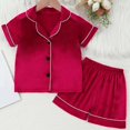 thumbnail image 2 of BJUTIR Girls Outfits Toddler Tracksuit Short Sleeve Indoor Short Sleeve Suit Summer Cartoon Pattern Suit Relaxed Red Clothing Set Size 7-8 Years, 2 of 9