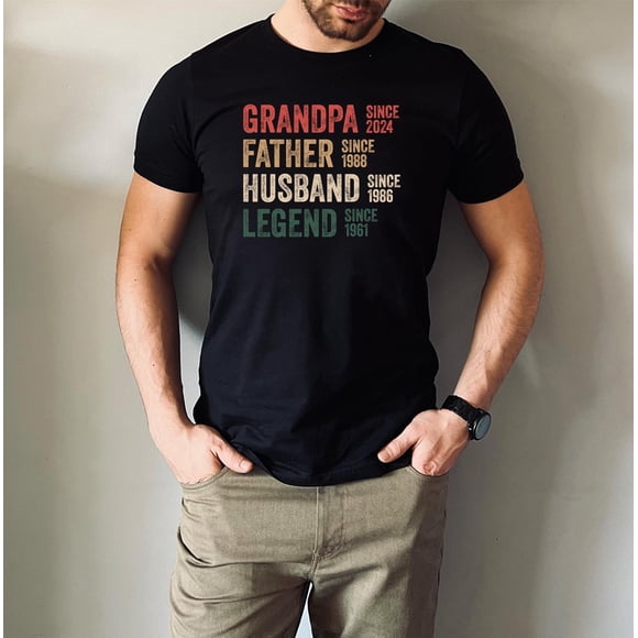BAYCREWS Personalized Father's Day Shirt: Grandpa, Husband, Legend, Custom Dates