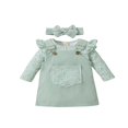 thumbnail image 4 of Newborn Baby Girl Fall Clothes Ruffle Long Sleeve Ribbed Romper Pocket Suspender Skirts Infant Overalls Dress Pink 0-3 Months, 4 of 9
