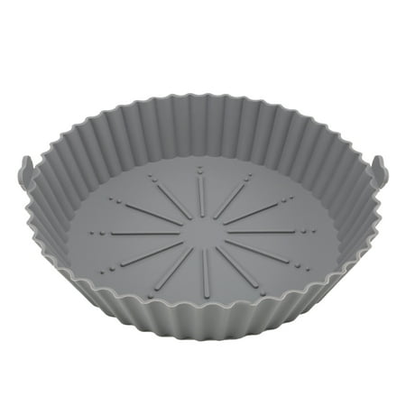 

Farfi Silicone Bakeware Environmentally Friendly Food Grade Non Stick Multifunctional High Temperature Resistance Microwave Reusable Round Shape Baking Pan Kitchen Tools (Grey Small)