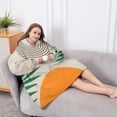 thumbnail image 5 of Oversized Wearable Blanket Hoodie,Orange Boho Geometric and Plant Pattern Sherpa Blanket Hoodie with Super Pockets,Super Warm Fuzzy Pullover for Women & Men, 5 of 6