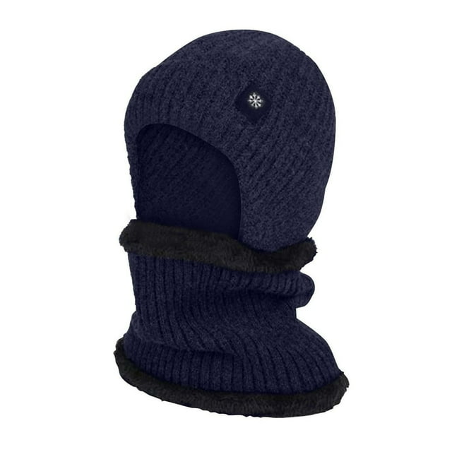 Mens Winter Hat Scarf Set Thick Fleece Lined Cap Warm Knit Winter Hats Neck Warmer For Men